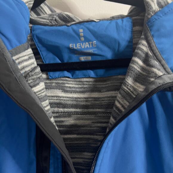 Elevate Men's Large Blue & Black Jacket with Hood Fleece Type Lining Zippered - Picture 8 of 16